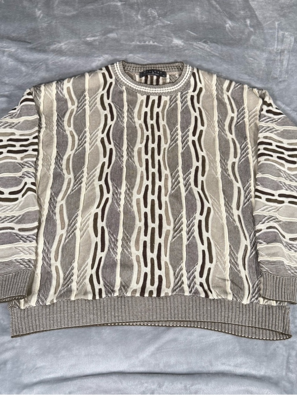 Vintage Protege Knit Sweater Mens L Coogi Style Hip Hop Grandpa Acrylic 90s